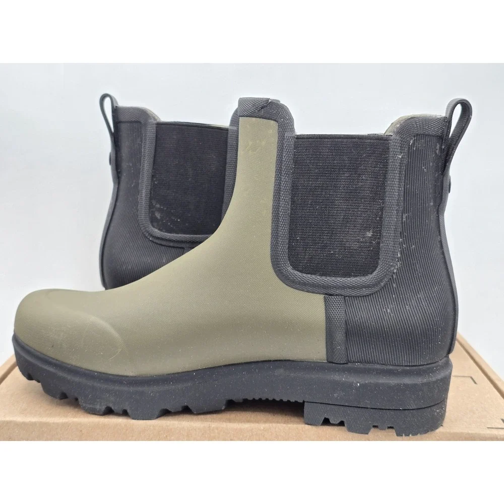 Bogs Olive Green and Black Chelsea Rain Boots 8